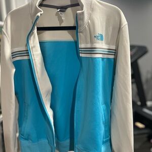 The North Face Aqua and Cream Track Jacket
